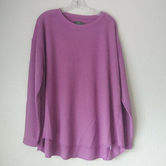Terra & Sky women's size 1X violet waffle knit sweater - Picture 1 of 15